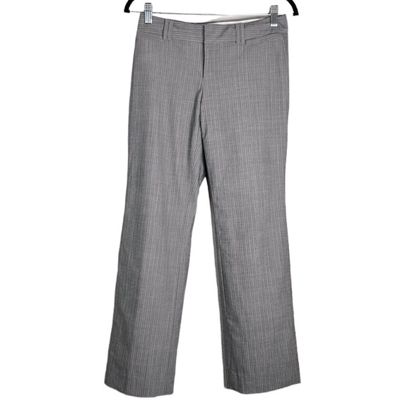 Banana Republic The Logan Fit Wool Gray Pinstripe Stretch Wide Leg Pants Size 0P - Picture 1 of 8